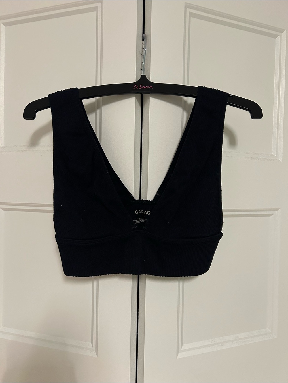 Black Ribbed V-Neck Bralette